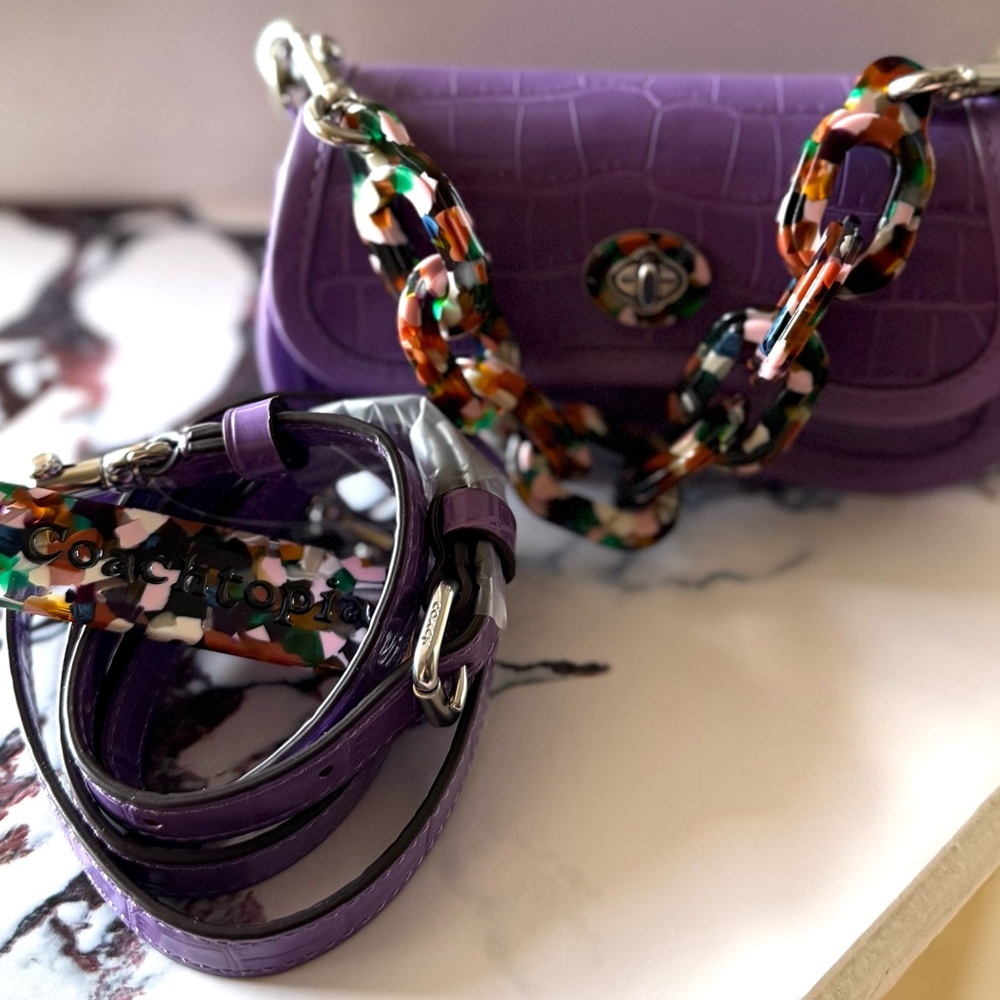 NWOT Coach Mini Wavy Dinky Bag In Crinkle Patent Coachtopia Leather - Picture 7 of 9